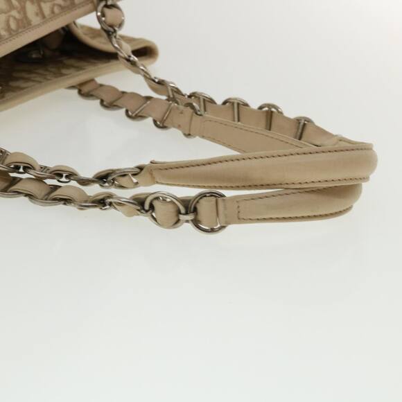 DIOR Trotter Canvas Chain Tote Bag Pvc Leather Beige - Picture 7 of 13